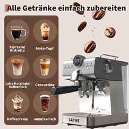 Compacte Pistonmachine met Melkopschuimer - Espressomachine - 20 Bar - 1.5 Liter - Snelverwarmend - 1200W — thumbnail 4