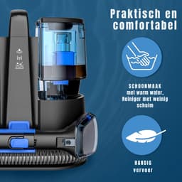 RUX® Vlekkenreiniger - Vlekkenreinigers - Tapijtreiniger Machine - Vlekkenreiniger Bank - Zwart/Blauw - 35cm x 30cm x 33cm — thumbnail 5