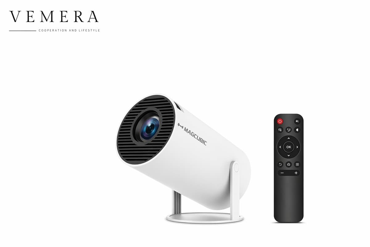 Vemera beamer - projector - android - thuisbioscoop - eenvoudige verbinden via bluetooth - 8k - wit — afbeelding 1