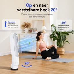 Pelor Bladloze Torenventilator 24 Inch – Luchtreiniger met Koelfilter – 10 Snelheden – Stille Modus – Wit – Veilig & Energiezuinig — thumbnail 5