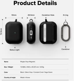 Ringke Onyx Magnetic Hoesje Geschikt voor Apple AirPods Pro 3 - Zwart — thumbnail 5