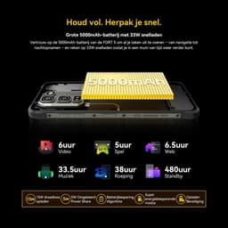 Blackview FORT 5 Robuuste Smartphone - 36GB RAM+256GB ROM - 5000 mAh Met 33W-adapter - 6,78 inch 120Hz - Android 16 - Dual SIM 4G - 108MP+50MP AI-Camera - Nachtzicht - IP68/IP69K Outdoor Telefoon - NFC GPS OTG FM - Zwart — thumbnail 4