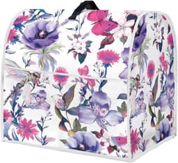 Mixerhoes Bloemenprint - Keukenmachine Cover - Keuken Apparaat Beschermen - Met Handige Zakken - 435x275x375 cm - Paars — thumbnail 1