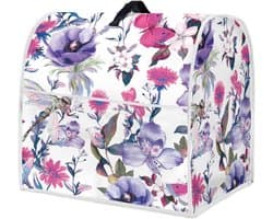 Mixerhoes Bloemenprint - Keukenmachine Cover - Keuken Apparaat Beschermen - Met Handige Zakken - 435x275x375 cm - Paars