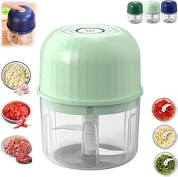Elektrische knoflooksnijder, mini draagbare groentesnijder, knoflooksnijder, uiensnijder, snoerloze elektrische keukenmachine, geschikt voor gember, chilipepers, fruit, vlees en andere ingrediënten (groen). — thumbnail 1