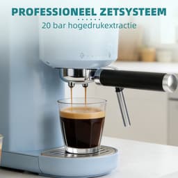 Vankel Halfautomatische Espressomachine - 20 Bar Hogedruk Extractie - 1400W Pistonmachine - 1L Waterreservoir - Met Stoompijpje voor Melkschuim - Koffiemachine voor Thuisgebruik - Blauw — thumbnail 3