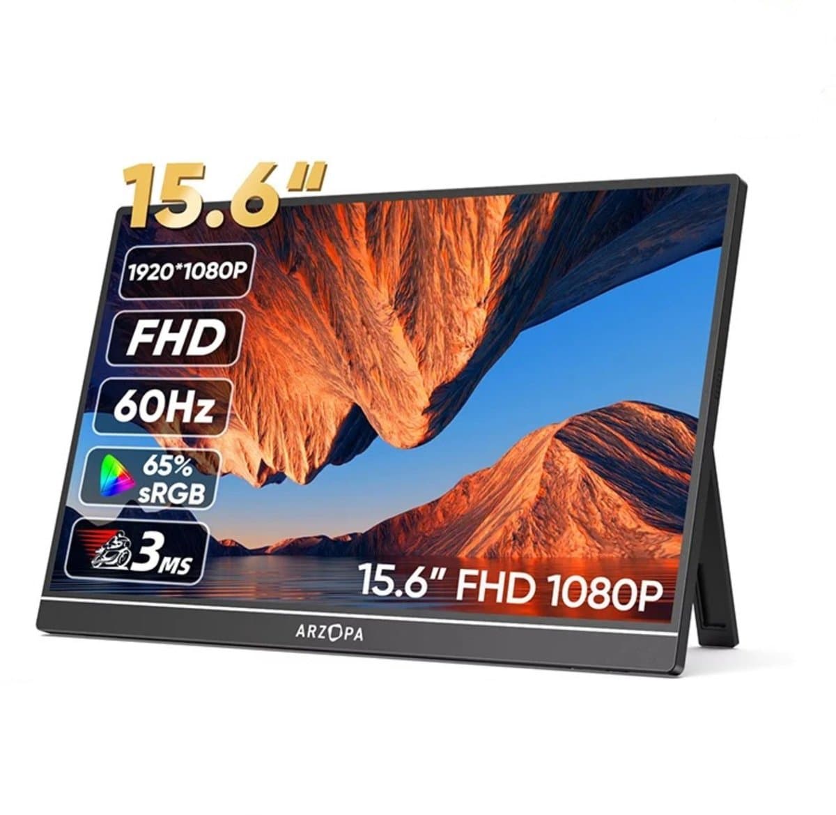 UrbanSelect Protable Monitor - Draagbare Monitor - 15.6 Inch - 178° brede kijkhoek - 60Hz - HDR - Luidsprekers - 1920 × 1080 HD — afbeelding 1
