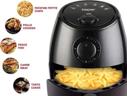Heteluchtfriteuse - Airfryer Olievrij - Gezond Koken - Instelbare Timer Temperatuur - 2 Liter - Zwart — thumbnail 2