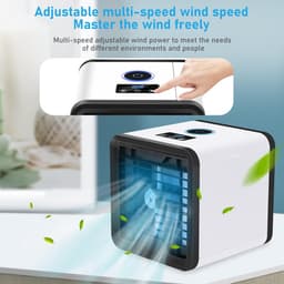 Draagbare Airco - Persoonlijke Koeler - Ruimte Verkoeling - 7 Kleuren Sfeerlicht - 16.5 cm Hoog - Wit — thumbnail 5
