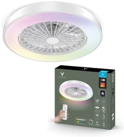 Varin® Plafondventilator met verlichting - Wit - Tuya Wifi - LED 30W RGBW - Ø 50cm - Super stil - Afstandsbediening - Smart lamp - Plafondlamp - Plafonniere - Plafondlampen - Plafond lamp - Verlichting kinderkamer slaapkamer woonkamer - Ventilator — thumbnail 1