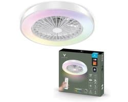 Varin® Plafondventilator met verlichting - Wit - Tuya Wifi - LED 30W RGBW - Ø 50cm - Super stil - Afstandsbediening - Smart lamp - Plafondlamp - Plafonniere - Plafondlampen - Plafond lamp - Verlichting kinderkamer slaapkamer woonkamer - Ventilator