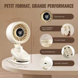 Ventilator-Tafelventilator-Met Digitaal Display - 100 Snelheden -Verstelbare hoek -Geluidsarme-Oplaadbaar - Ontworpen voor Thuis, Kantoor en Reizen — thumbnail 2