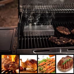 COZYVENT Extra dik Rookbox voor gasgrill of houtskoolgrill, rookbox van roestvrij staal, werkt met houtsnippers, voegt gerookte BBQ-smaak toe, scharnierend deksel, kromtrekkende grillaccessoires — thumbnail 3
