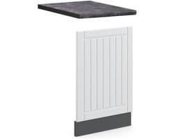 Vaatwasser Frontpaneel Wit Landhuis Antraciet voor Inbouwkeuken 45 cm