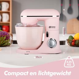 Keukenmachine 1300W - Staande Mixer - 10 Snelheden - Dubbele Mengkom 4,5L + 5L - Roze — thumbnail 5