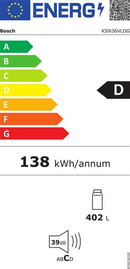 Bosch KSN36VLDG - Serie 4 - Kastmodel koelkast - Extra veel ruimte 402L - Total No Frost - Vitafresh XXl 0°C: houd etenswaren langer vers met extra ruime vershoudlades - Home Connect - Metal Look — thumbnail 2