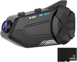 Motorhelm Intercom Met 1080P Full HD Dashcam - Bluetooth Headset - Tot 1000M Bereik - WiFi App DVR Bediening - 64GB Opslag - Noise Cancelling - Voice Control - Waterdicht - FM Radio - 1500mAh Batterij - Ideaal Voor Toerritten En Groepscommunicatie — thumbnail 1