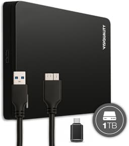 VisiQuality High-Speed Externe Harde Schijf 1 TB - Draagbare Harde Schijf USB 3.0 - Voor Windows & Mac - Geschikt voor Gameconsoles - Compact - Met handleiding - Zwart — thumbnail 1