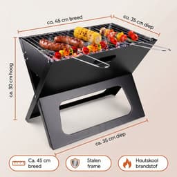Lomera Opvouwbare Barbecue - Draagbare Houtskool BBQ - Camping Barbecue - Houtskool Grill - Inklapbaar - Picknick Barbecue - Strand Barbecue - Festival BBQ - Tafelbarbecue - Meeneem Barbecue - Houtskoolbarbecue - Park Barbecue — thumbnail 2