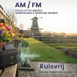 Noodradio Solar Opwindbaar - FM / AM Nood Radio - 5000 mAh Powerbank Zonneenergie - Bouwradio Speaker - Badkamer Radio - Noodpakket — thumbnail 5