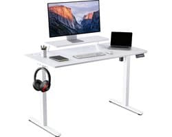 Elektrisch Verstelbaar Bureau 120×60 cm – Hoogte Verstelbaar 73-118 cm – Sta Zit Bureau Met Vaste Monitor Verhoger – Belastbaar 80 kg