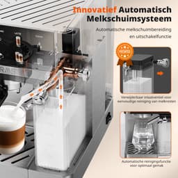AIRMSEN Espressomachine - 20 Bar - Met Automatische Melkopschuimer - Pistonmachine - Zilver — thumbnail 5