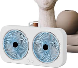 Tafelventilator - Bureauventilator - USB ventilator - Luchtcirculator - Stil - Oplaadbaar - 3 snelheden - Dubbele kop - Voor kantoor en thuis - Wandmontage - Draagbaar - Groen — thumbnail 5
