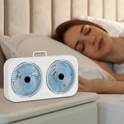 Tafelventilator - Bureauventilator - USB ventilator - Luchtcirculator - Stil - Oplaadbaar - 3 snelheden - Dubbele kop - Voor kantoor en thuis - Wandmontage - Draagbaar - Groen — thumbnail 3