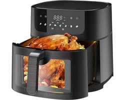 RUX® Airfryer XXL - Mini-oven - Heteluchtfriteuse - 9L - 8 Programma's - Zwart - 30cm x 36cm x 30cm
