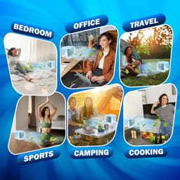 KZQ Draagbare 3-in-1 luchtkoeler – blauw, 500 ml, 3 snelheden, 8W, USB, voor slaapkamer, kantoor of studentenkamer — thumbnail 2