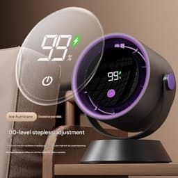 Ventilatoren-Luchtcirculatieventilator- Tafelventilator en Wandventilator 2-in-1 - 360° Draaibaar - Smart LED Display - Stil voor Slaapkamer en Camping — thumbnail 3
