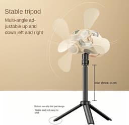 2 stuks Tentplafondventilator, campingventilator met 3600 mAh-accu, 2-in-1 staand en hangend ontwerp voor op de camping en in studentenkamers – beige — thumbnail 5