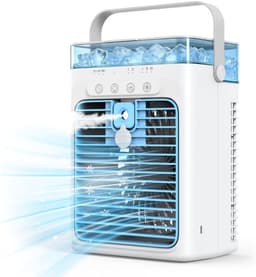 SNJY® Mobiele Airco Zonder Afvoer - Mobiele Airco voor Slaapkamer - Luchtkoeler - Aircooler - 2 Bevochtigingsniveaus - 3 Windsnelheden - 1L - Wit/Blauw — thumbnail 1