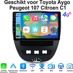 JUNSUN Plug & Play Draadloos Carplay & Android Auto Autoradio - Geschikt voor Toyota Aygo Peugeot 107 Citroen C1 - Android 15 - 8+256GB - GPS-Navigatiesystem, Bluetooth, WIFI & 4G, RDS, FM, 10,1-inch Touchscreen, DSP + EQ, DAB+, Octa-core processor — thumbnail 1