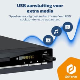 Denver DVD Speler met HDMI - Ondersteund Full HD - CD Speler - Dolby Digital Decoder - Regio Vrij - Coax / Scart / USB - DVH7787 — thumbnail 2