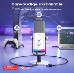 FIFINE AM8 - Gaming Microfoon Dynamische - Podcast Streaming PC PS4 PS5 - Ruisonderdrukking - Touch Mute Knop - USB RGB - Wit — thumbnail 2