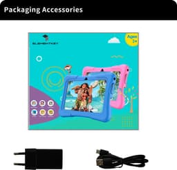 Elementkey Ai-Kids Max – 7 Inch KinderTablet – 32GB Intern + 64GB Micro SD – Voor En Achtercamera – Android 13 - IPS-scherm – 2GB RAM - SIM – WiFi 6 - Blauwe Hoes — thumbnail 2