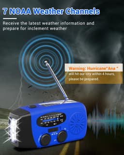Radio Op Batterijen (Accu) Voor Rampen - Radio Opwindbaar - Noodradio - Noodradio Solar Opwindbaar - Multifunctionele Noodradio - Survival Radio - Zaklamp / Powerbank - Noodpakket - Noodrantsoen - Voor Rampen - Voor Camping - Draagbare Radio - Blauw — thumbnail 5