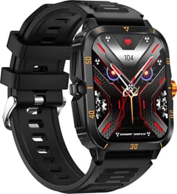 WizBay Premium Select® Outdoor Smartwatch - 1,96 Inch HD Scherm - Bluetooth Bellen - 3ATM Waterdicht - Hartslag Zuurstof Slaap - 100+ Sportstanden - 430mAh - Zwart Oranje Case — thumbnail 1