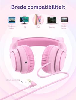 ApexArte® Koptelefoon Kinderen met Draad - Gaming Headset - Roze — thumbnail 3