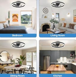 Plafond Ventilator Lamp - 51 CM - Smart Lamp - 6 Standen - 2 ledstrokes - Dimbaar - Zwart - Kroonluchter Ventilator - Chandelier Fan - Woonkamer Lamp - Ventilator Lampen - Slaapkamer lamp - Eetkamerlamp — thumbnail 3