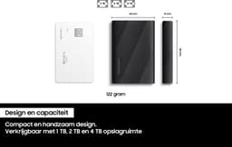 Samsung Portable T9 - Externe SSD - USB C 3.2 - Inclusief USB C en USB A kabel - Geschikt voor iPhone USB C - 2 TB — thumbnail 4