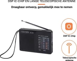 AFINTEK Mini Noodradio Op Batterijen (AA) - Zwart — thumbnail 4