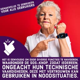 Wiesba WB34S - GPS Horloge Senior - Smartwatch voor Ouderen - Persoonlijke alarmen - alarm horloge ouderen - GPS Horloge Alzheimer - Valdetectie - Personenalarmering met SOS knop Alarmknop - Rood — thumbnail 2
