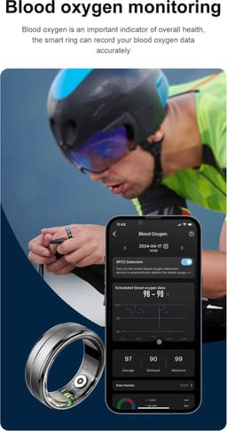 DrPhone RingSense – Smart Ring - Europese ringmaat 59 - 5ATM Waterdicht – Slaapmonitor – Hartslagmeter - SpO2 Monitor - Dagelijkse Activiteitstracking - Mobiele App – Donker Grijs — thumbnail 4