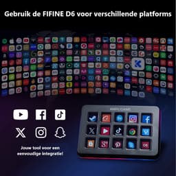 FIFINE D6 - Mixer - RGB Studio Controller - 15 LCD Aanpasbare Toetsen - Podcast / Streaming / Gaming - Inclusief Gratis Software - Zwart — thumbnail 4