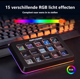 FIFINE D6 - Mixer - RGB Studio Controller - 15 LCD Aanpasbare Toetsen - Podcast / Streaming / Gaming - Inclusief Gratis Software - Zwart — thumbnail 2
