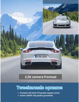 White-label® Dashcam voor Auto - Dualdashcam Voor en Achter - Full HD - Zwart — thumbnail 4