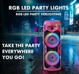 N-GEAR LGP5150 - Bluetooth Speaker - Karaoke Set met Microfoon - Party Box met RGD LED Licht - Knal Roze — thumbnail 5