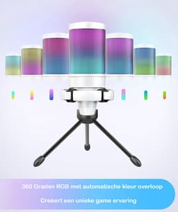 FIFINE - A6V - Wit - USB RGB Streaming Microfoon met Standaard - Gaming - Podcast - Geschikt voor - PS5 / PS4 / PC / Windows - Touch Mute Knop - Filter — thumbnail 3